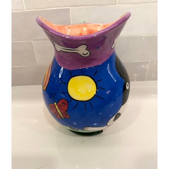 Happy Dog and  Cat by Karen Gelff Dog Pitcher Hand painted - Picture 4 of 9